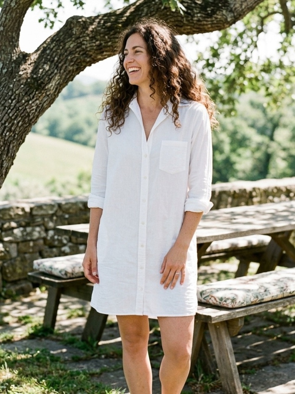 Frank & Eileen White Mary Button Up Shirtdress Famous Denim Cotton XXS Preppy